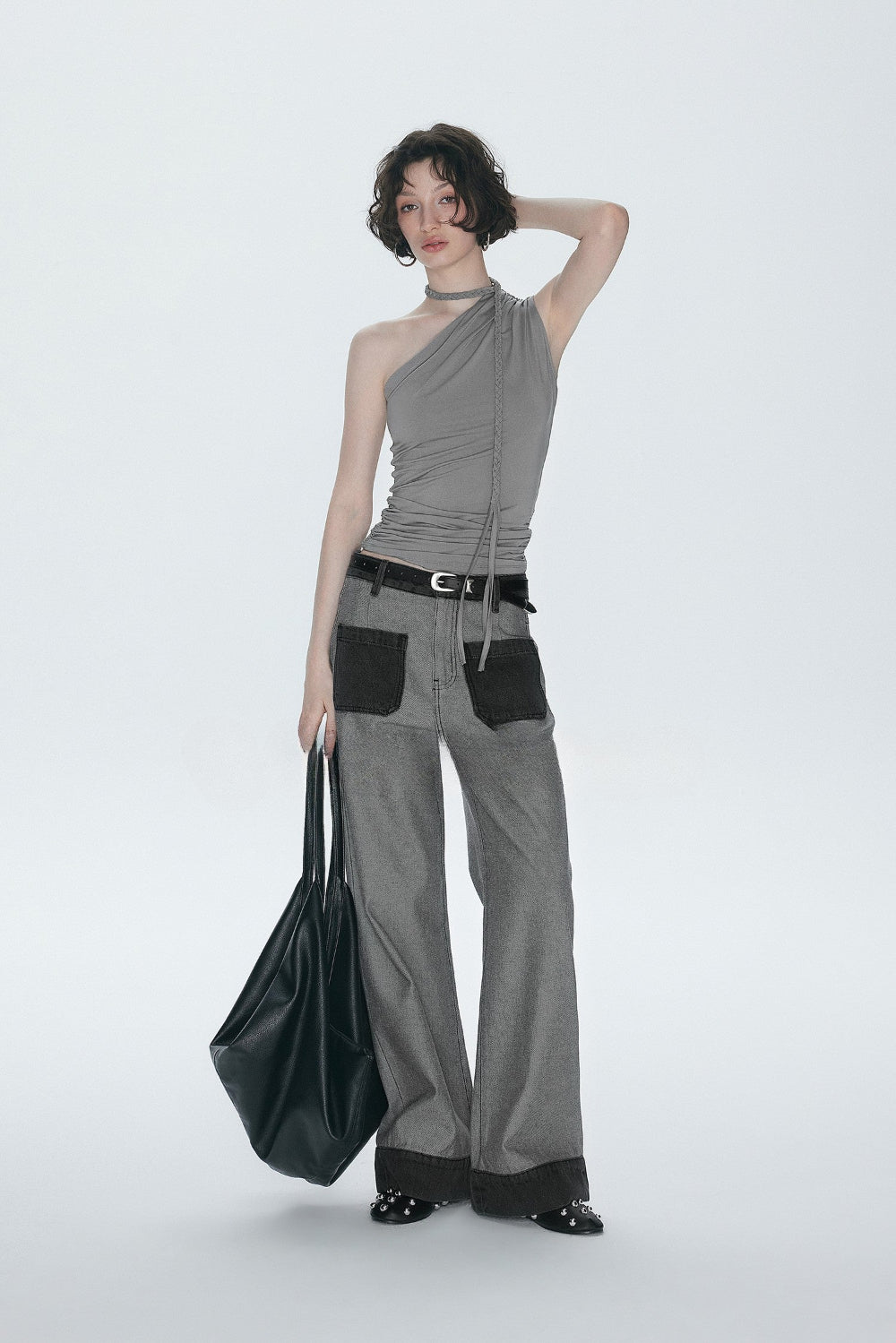 Top asymétrique plissé