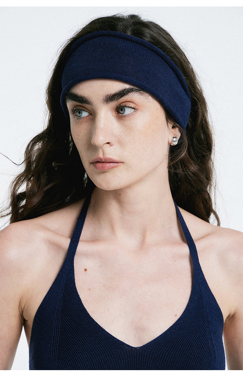 Bandeau en maille végétale - Bleu marine