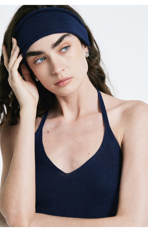 Bandeau en maille végétale - Bleu marine