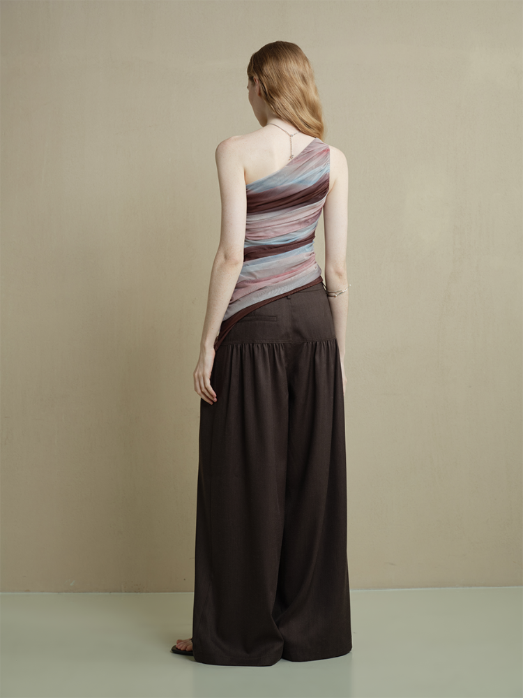 Top asymétrique en tulle glacier