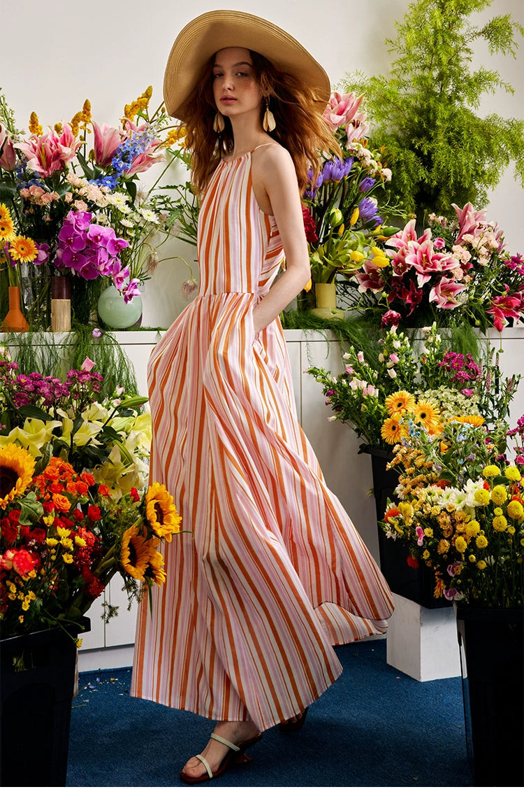Robe Halter Rayée Soleil Doux