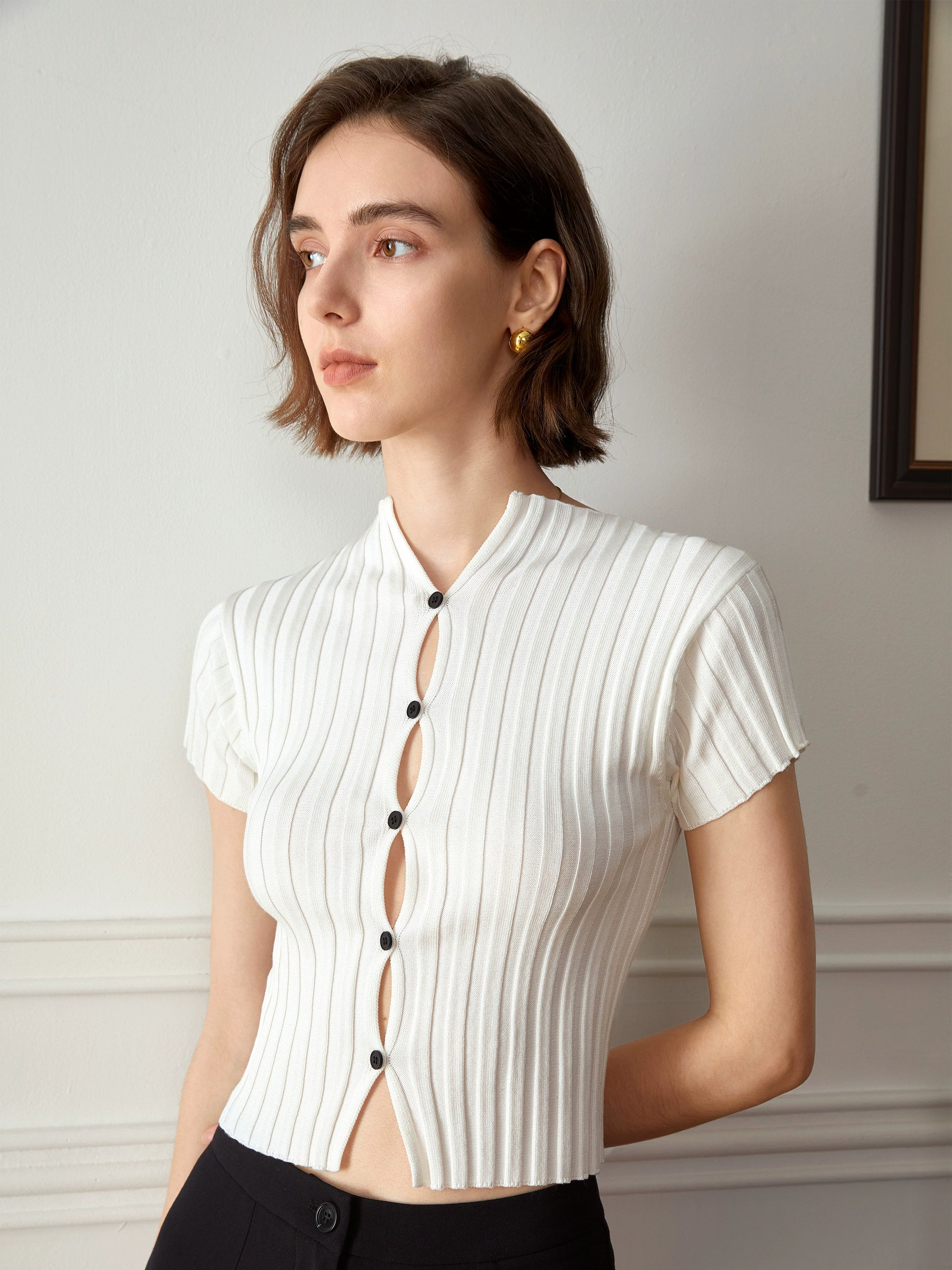 Top en maille Ajouré Col Sculpté