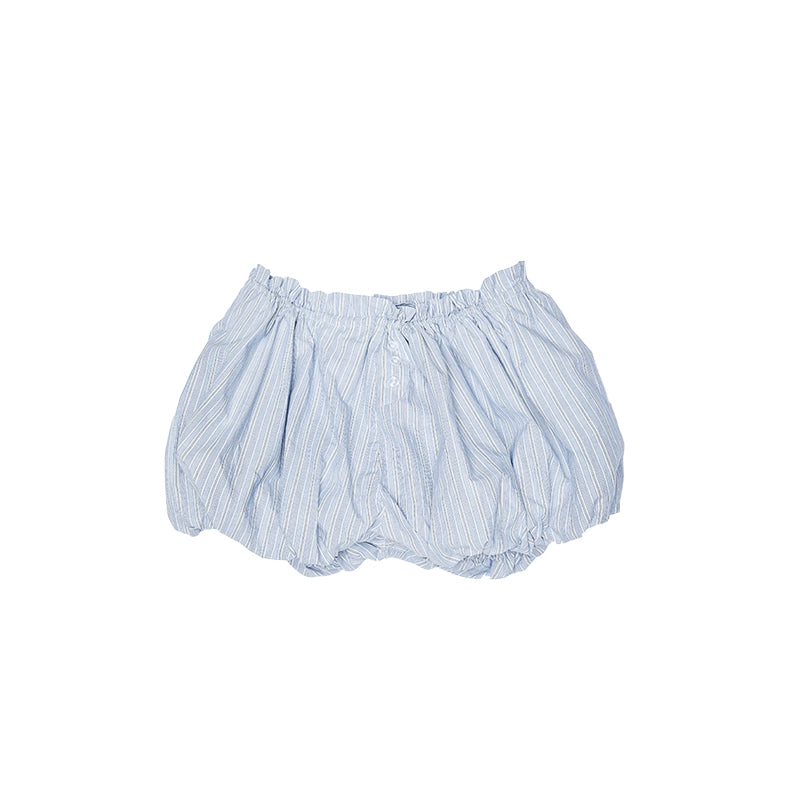 Short Structuré en Coton Rayé