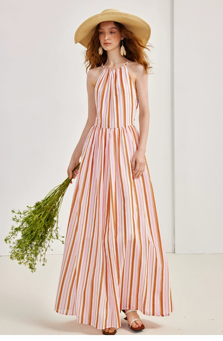 Robe Halter Rayée Soleil Doux