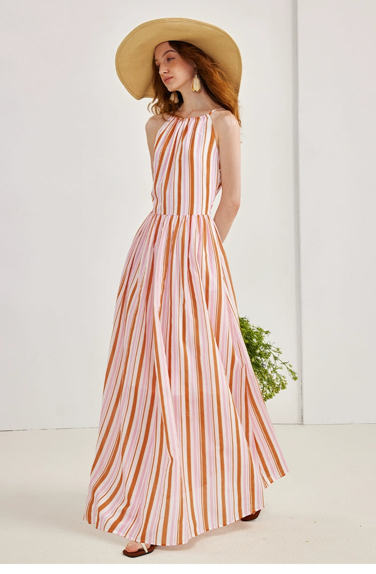 Robe Halter Rayée Soleil Doux