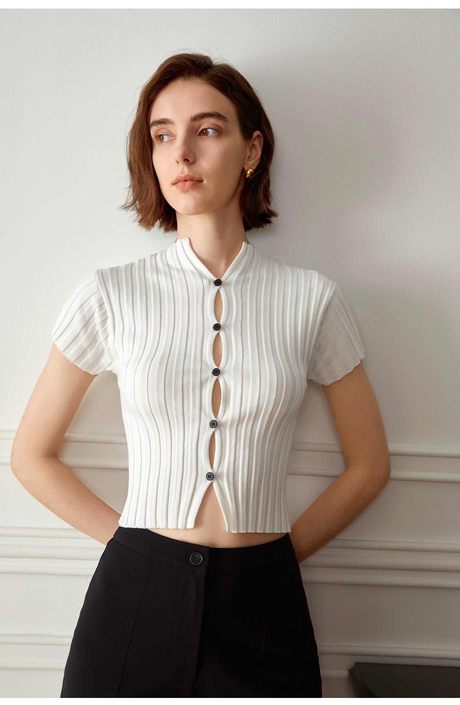Top en maille Ajouré Col Sculpté