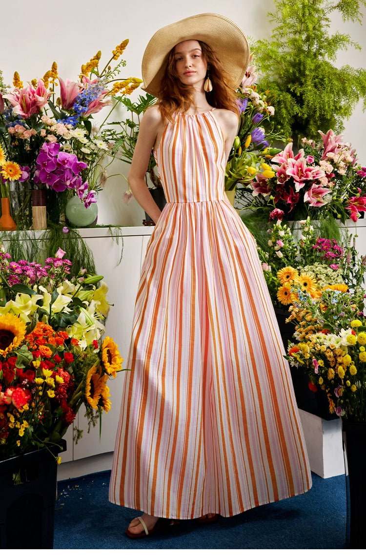 Robe Halter Rayée Soleil Doux