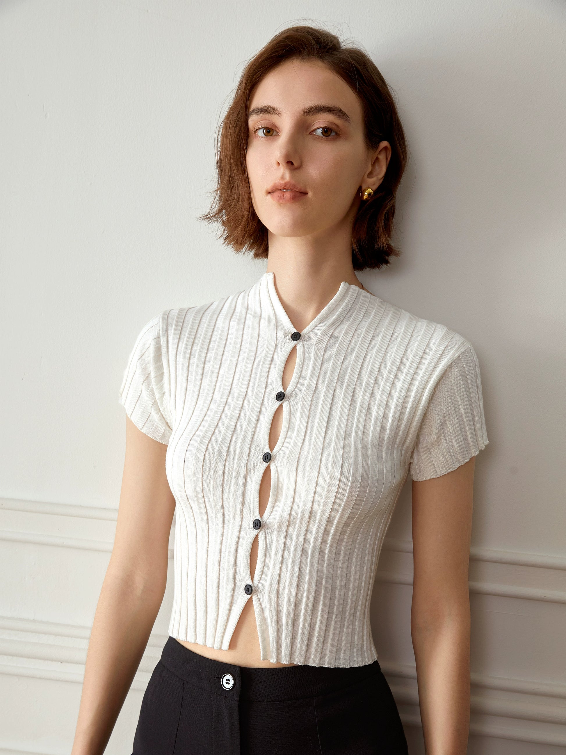 Top en maille Ajouré Col Sculpté