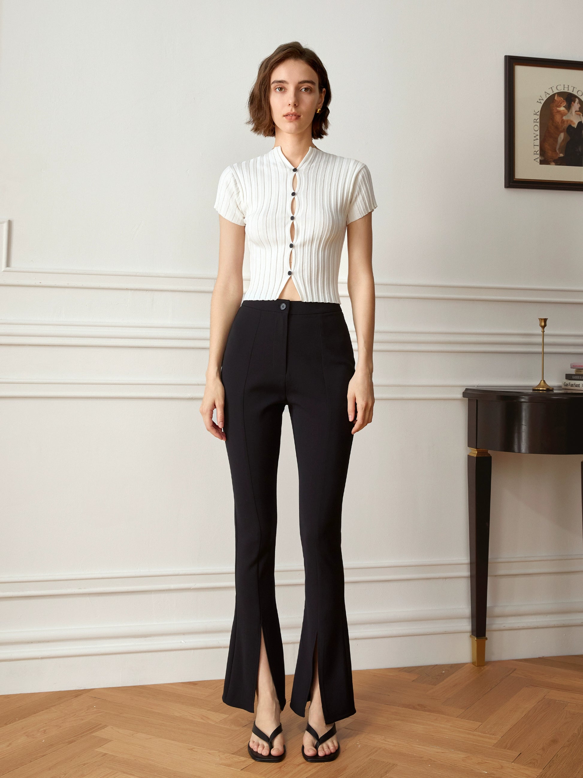 Top en maille Ajouré Col Sculpté