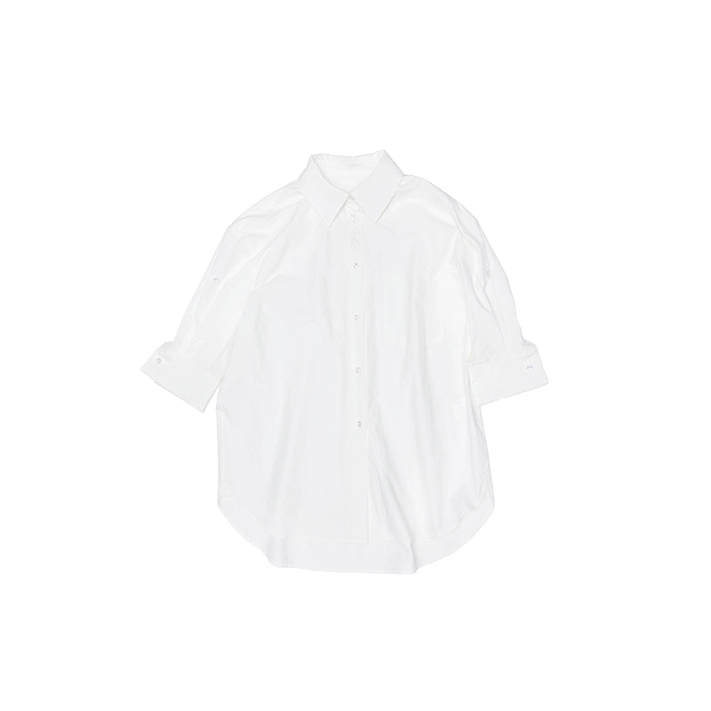 Chemise Oversize Coton Peigné Rayée - Blanc