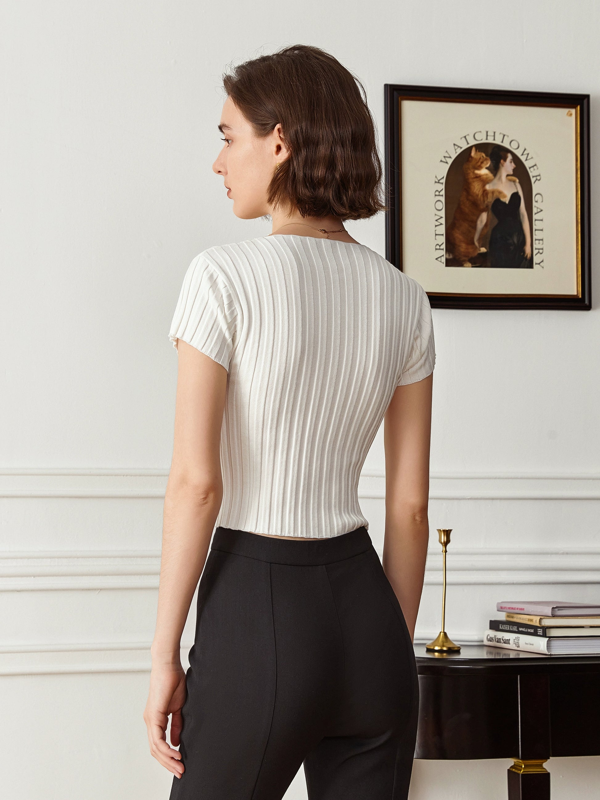 Top en maille Ajouré Col Sculpté