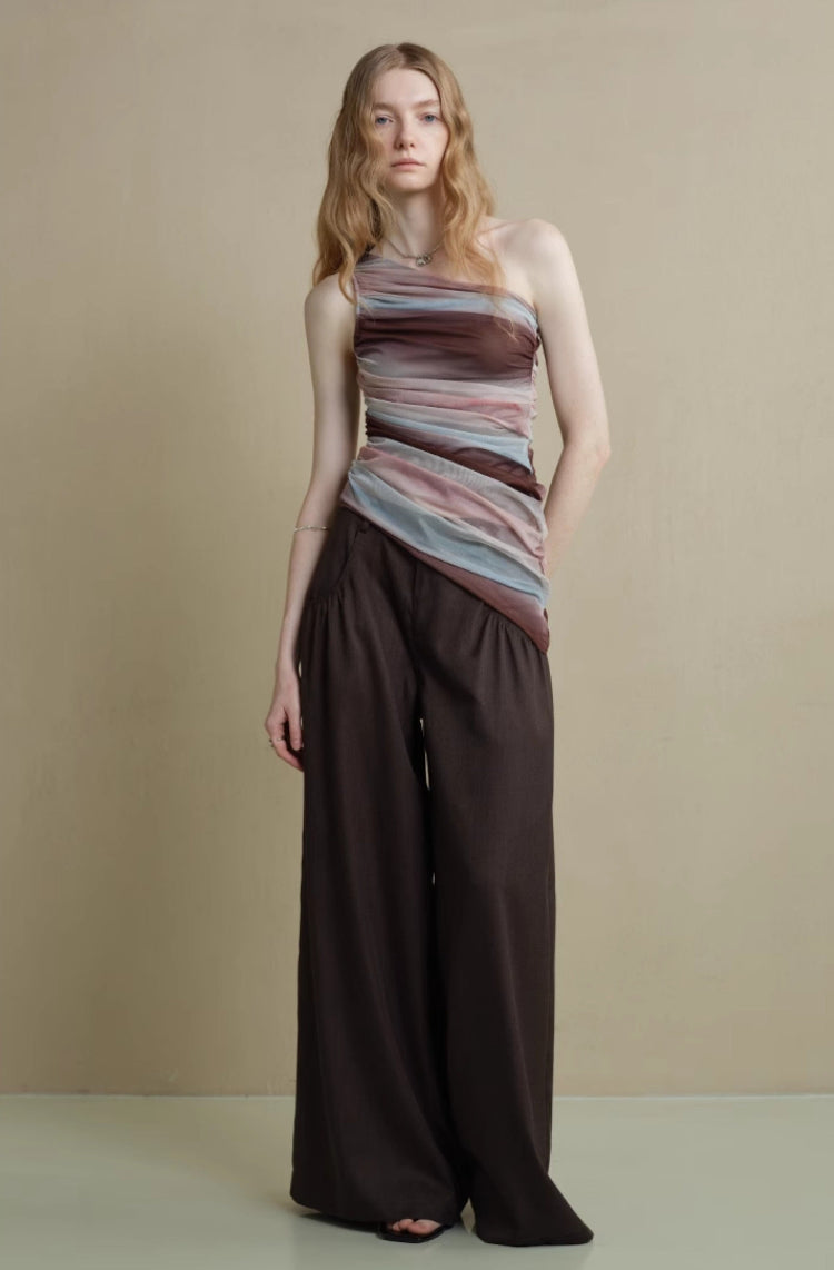 Pantalon ample à plis texturés