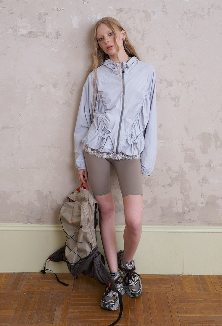 Veste ample à imprimé nœud et fronces - Bleu ciel