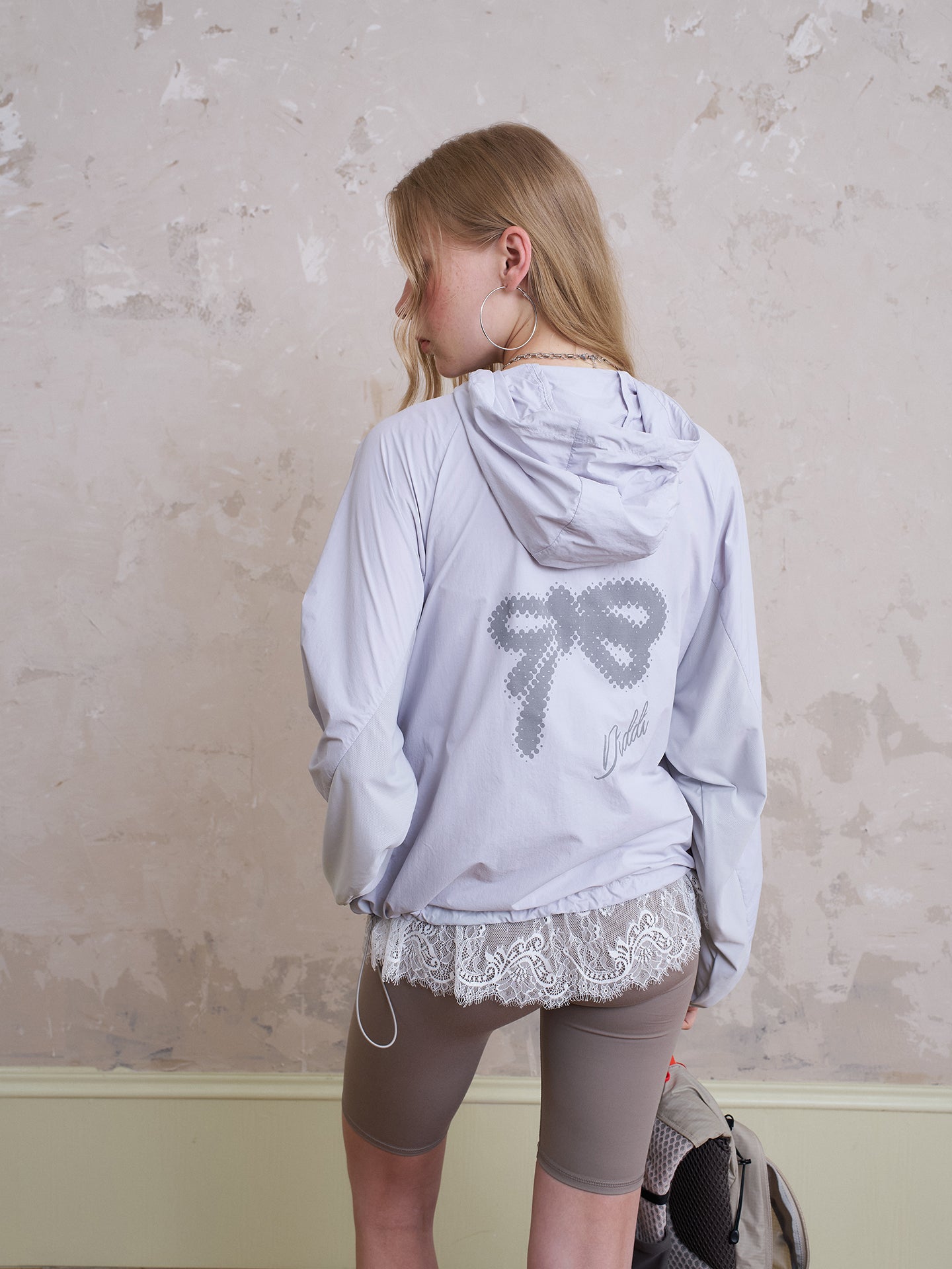 Veste ample à imprimé nœud et fronces - Bleu ciel