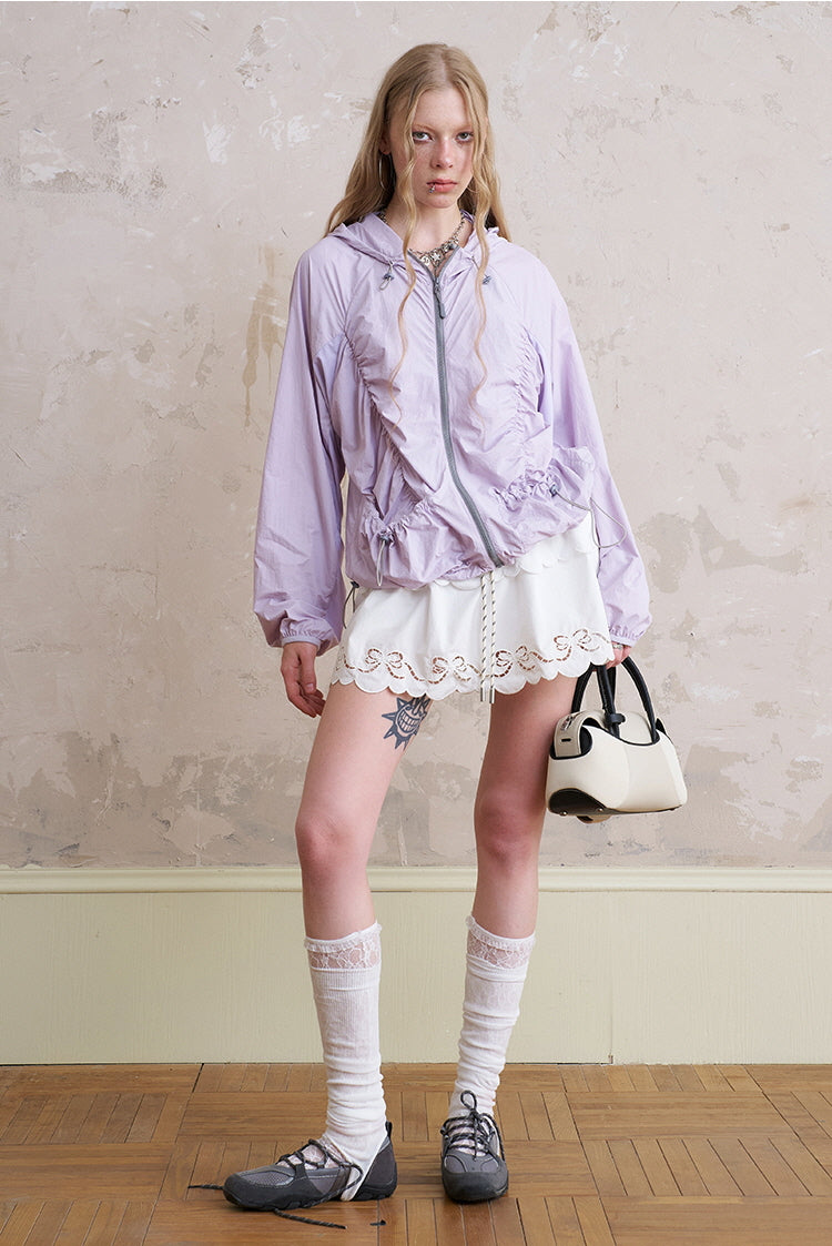 Veste ample à imprimé nœud et fronces - Violet