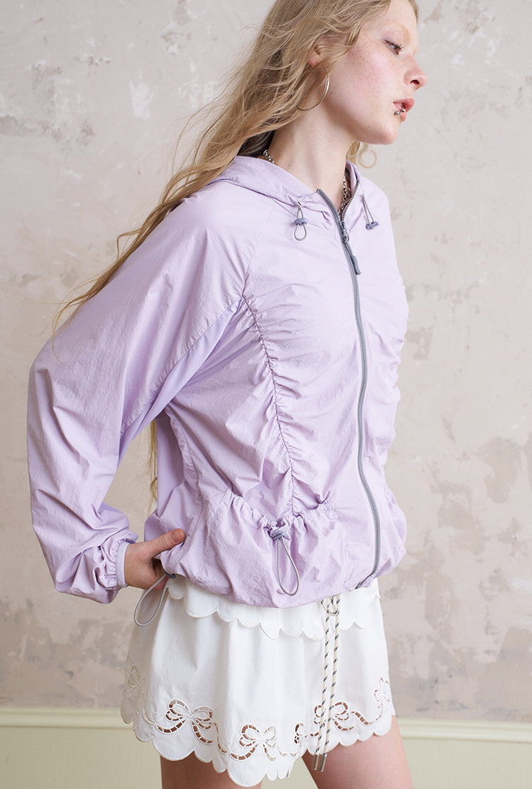 Veste ample à imprimé nœud et fronces - Violet