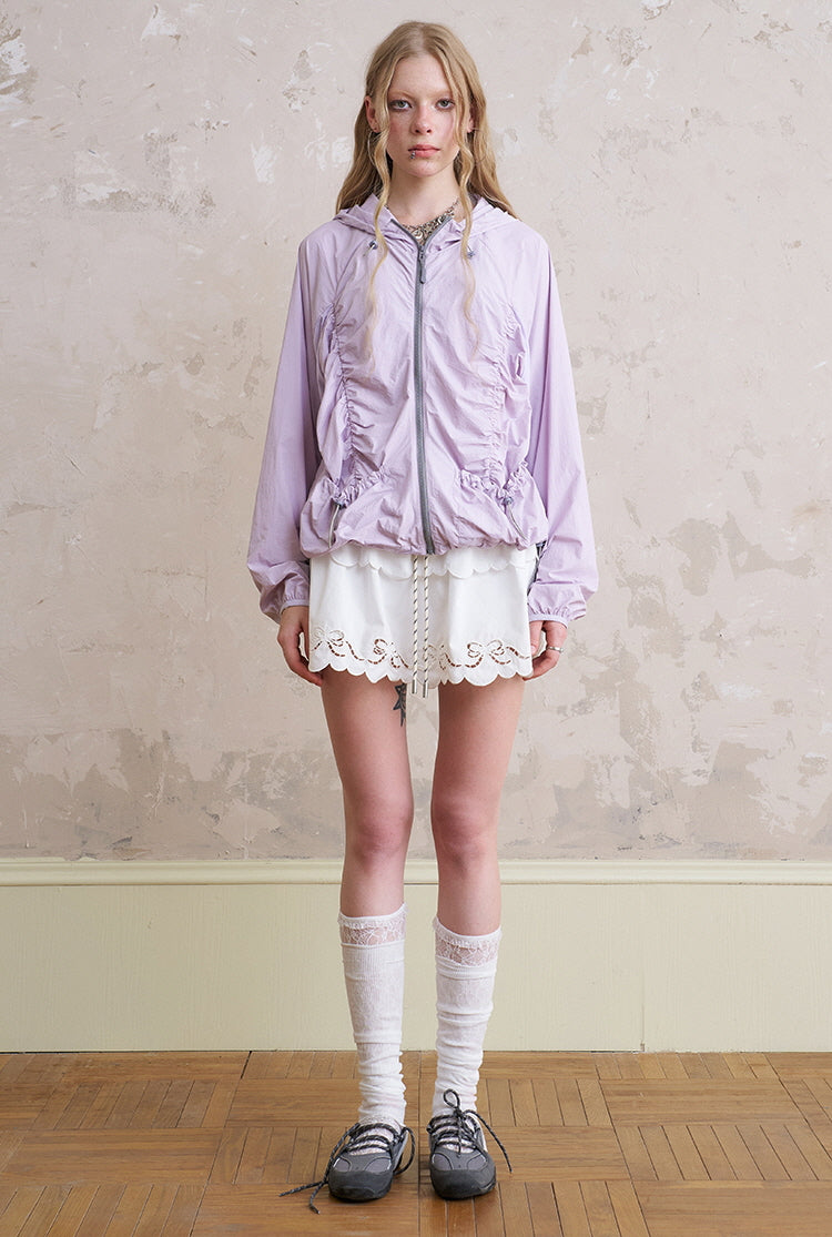 Veste ample à imprimé nœud et fronces - Violet